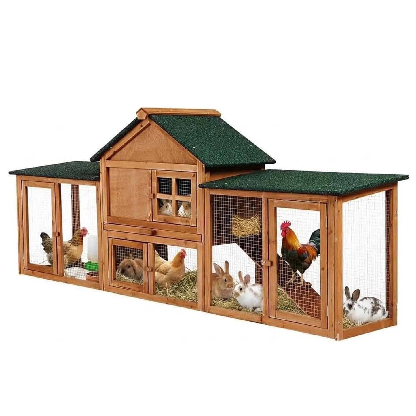 DishyKooker Two Story Wooden Rabbit Hutch With Double Runs