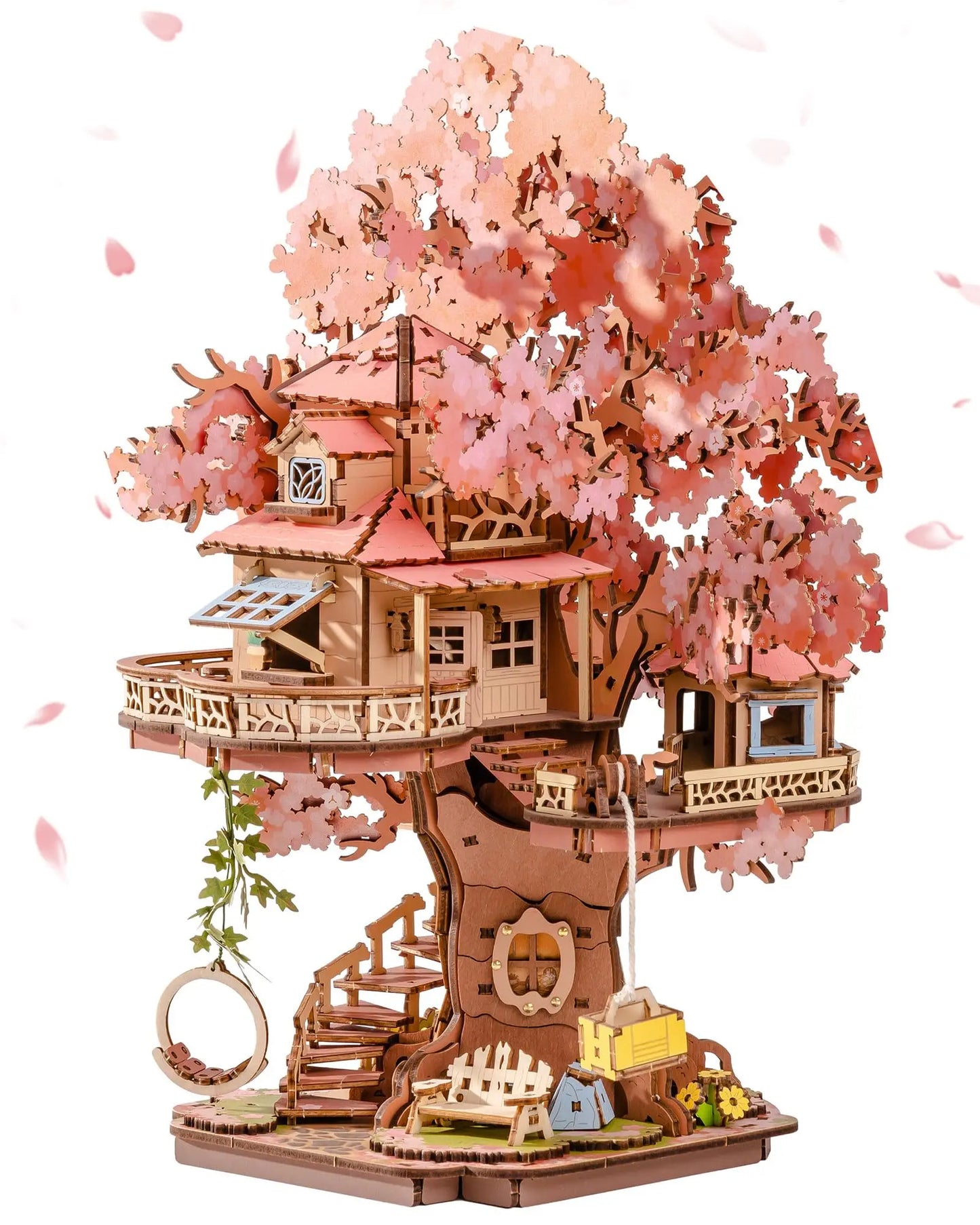 Robotime Rolife Sakura Tree House 3D Wooden Puzzle Kit With Swing