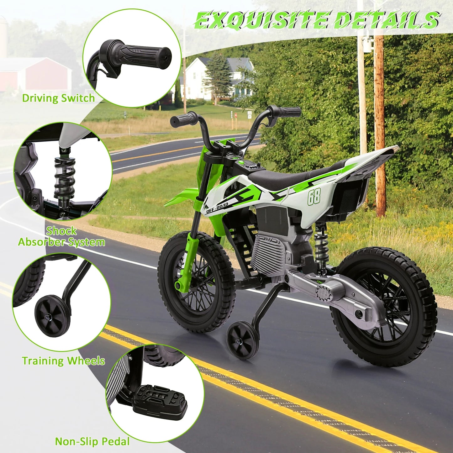 HiMISS 12V Kids Electric Dirt Bike With Twist Grip Throttle