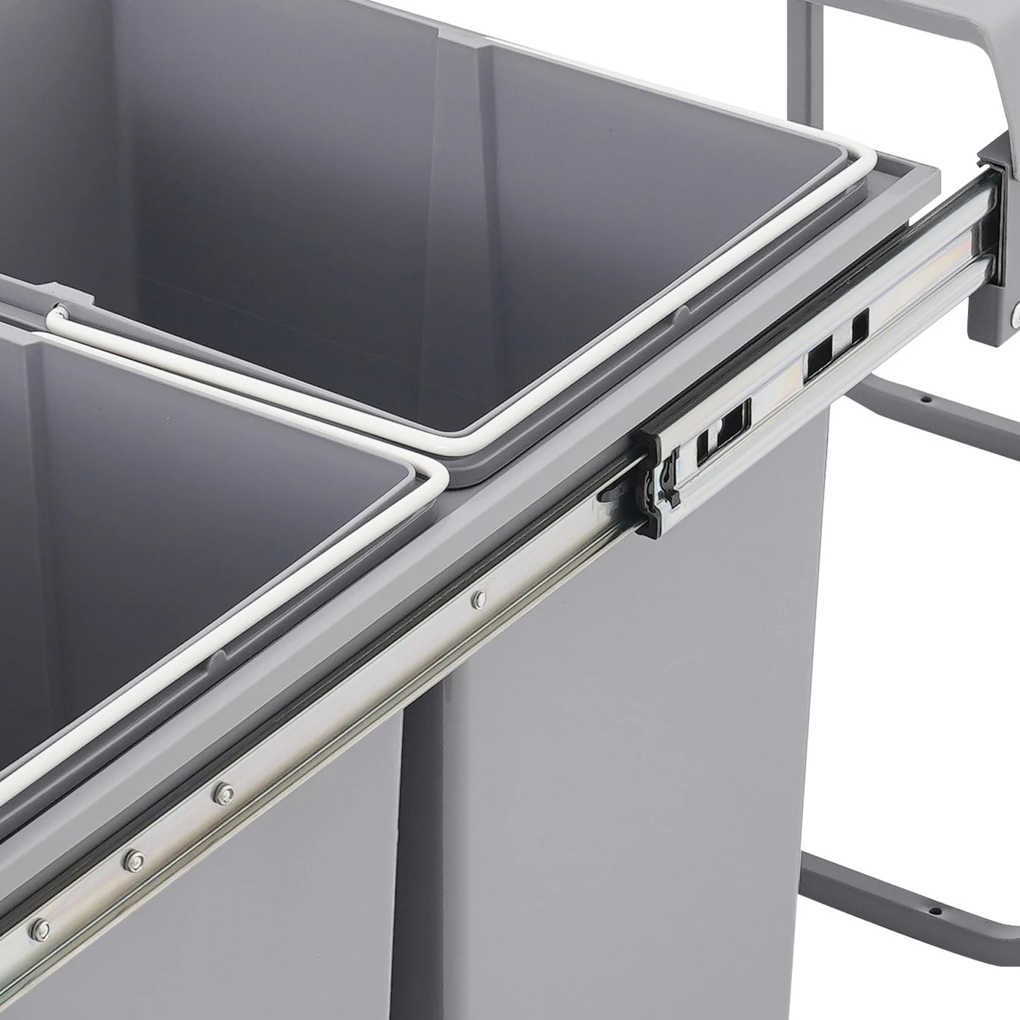 Double 4.4gal Pullout Trash Can Under Cabinet Grey Pullout Recycling Garbage Trash Can Sliding Kitchen Recycle Waste Bin