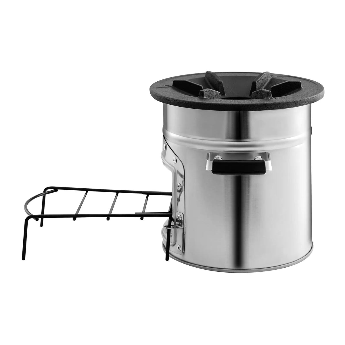 Camping Rocket Stove, Wood Burning Portable Rocket Stove with Carrying Bag for Backpacking, Stainless Steel, Single Door, Burn Wood, Twigs or Sticks for Outdoor Cooking, Backyard, Camp Cooking,Silver