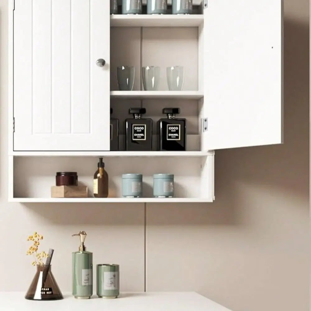 Wood Over Toilet Bathroom Cabinet Storage With 2 Doors And Adjustable Shelves