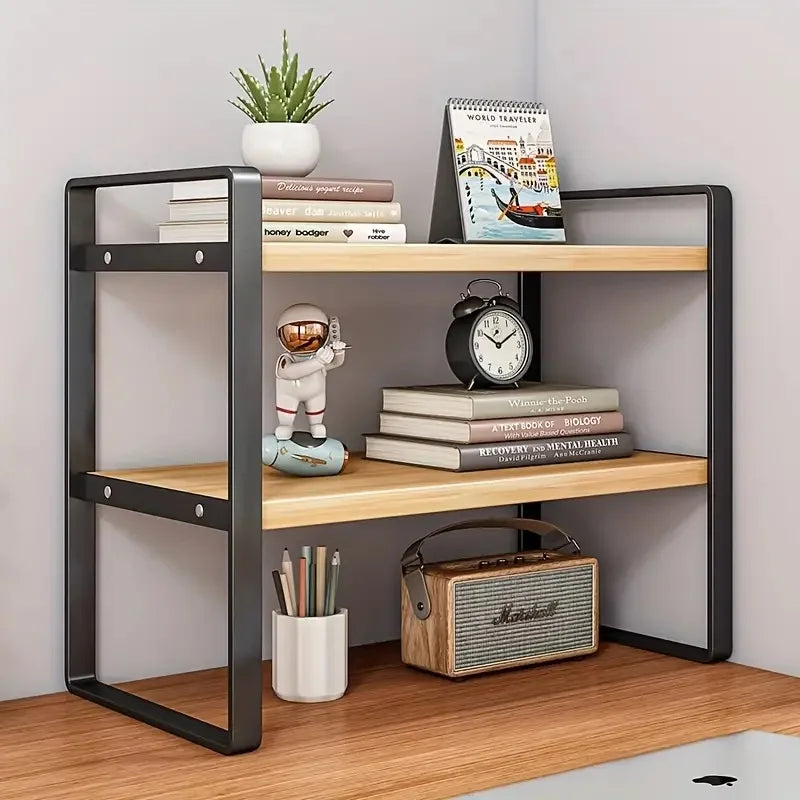 LUSQI 2 Tier Desk Shelf Storage Rack