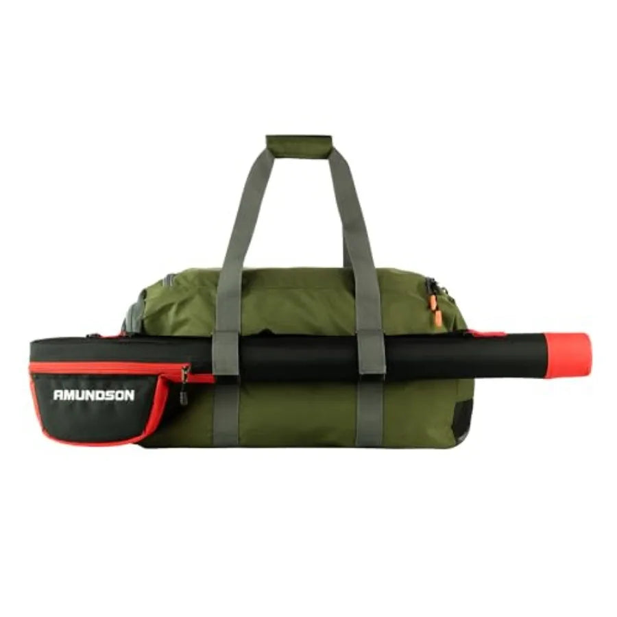 Amundson Wader Boots Bag for outdoor fishing and hunting, durable nylon material, olive green color, water-resistant with reinf