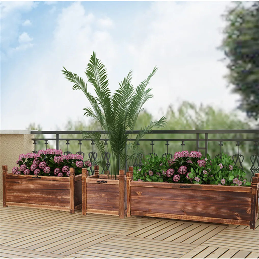 Wooden Raised Garden Bed Planter Box for Herbs and Vegetables