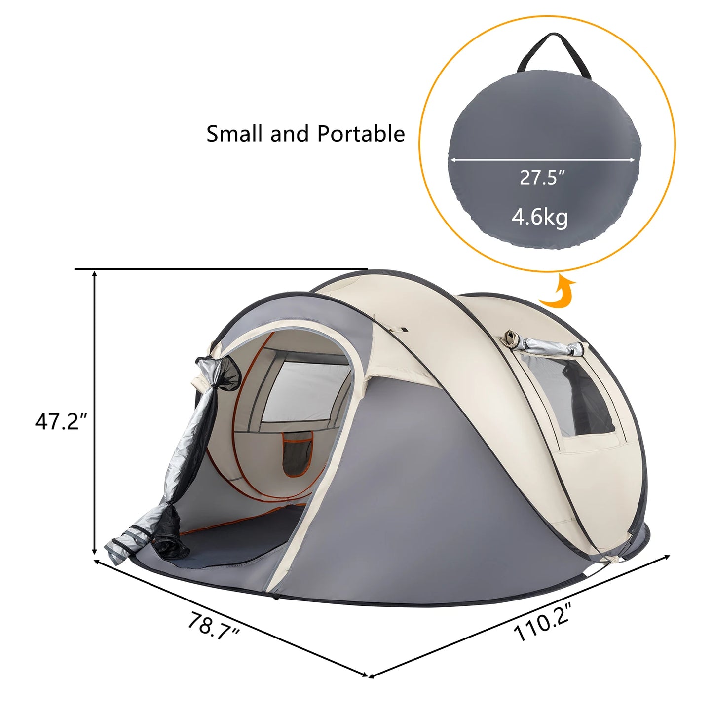 Instant Pop Up Tent 4 Person Waterproof Camping With Vestible