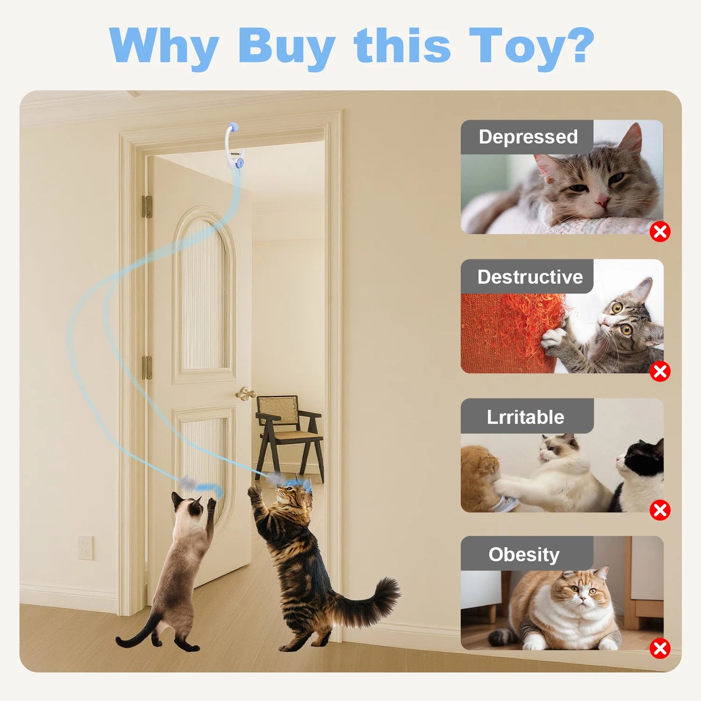 Cityflee Electric Door Hanging Cat Toy USB Rechargeable