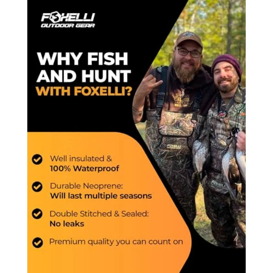 Chest Waders, Waterproof 4mm Neoprene Hunting and Fishing Waders for Men and Women with Boots