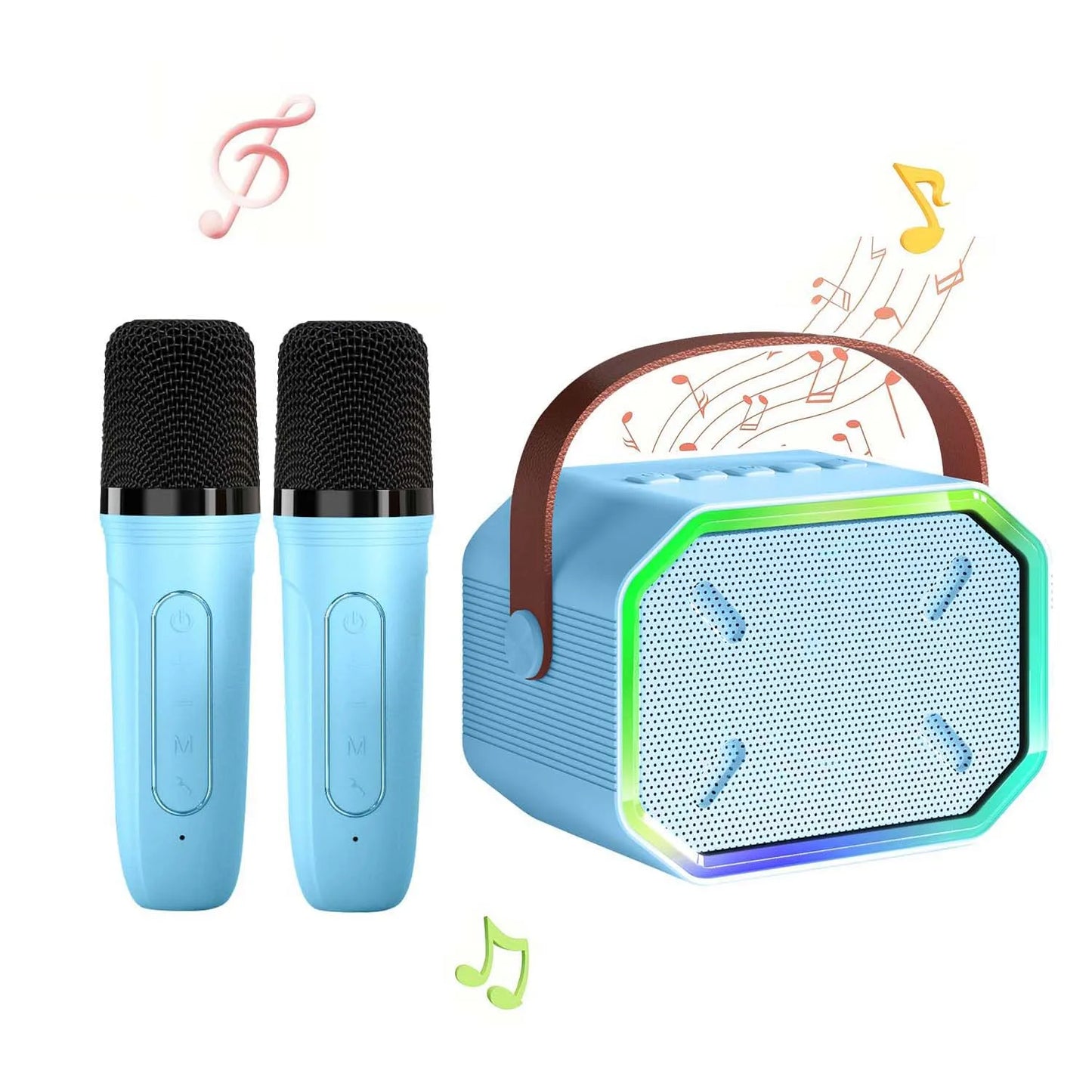 RIVGOTC Mini Karaoke Machine for Kids Portable Bluetooth Wireless Microphones