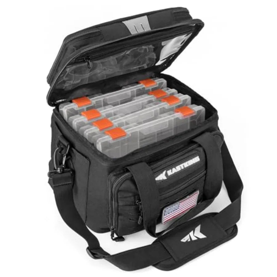 Karryall Fishing Tackle Bags with 4 * 3600 Tackle Trays - Saltwater and Freshwater Fishing Gear Storage
