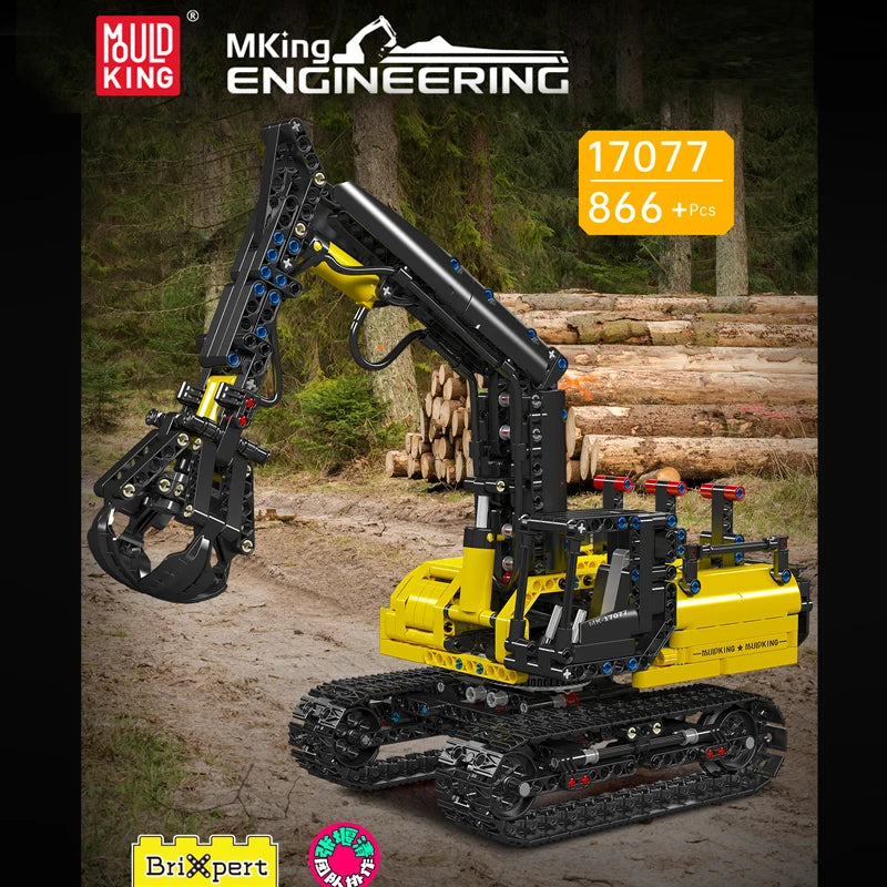 Mould King 17077 Hydraulic Log Grapple Engineering Truck Brick Set