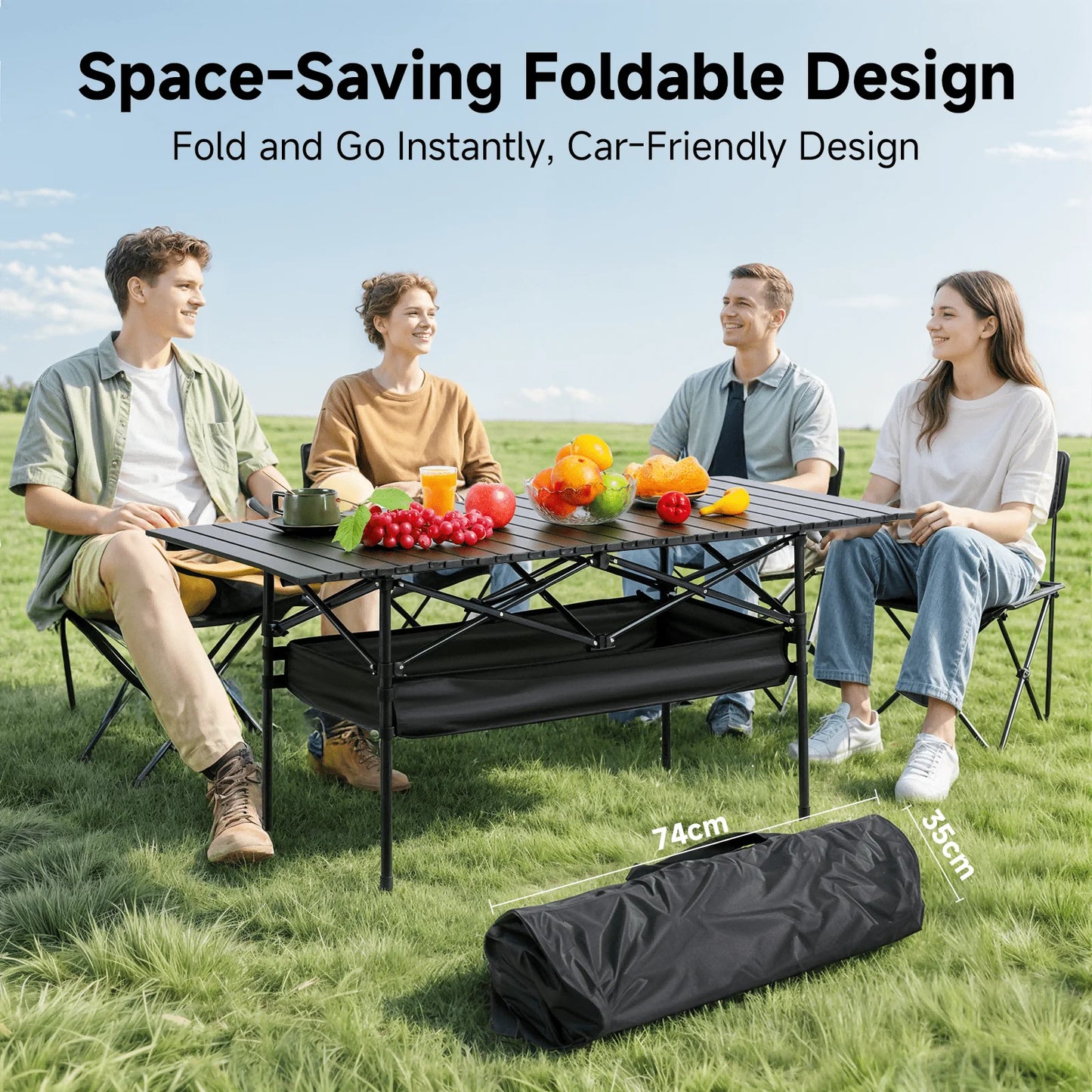 Lightweight Folding Aluminum Camping Table With Carry Bag