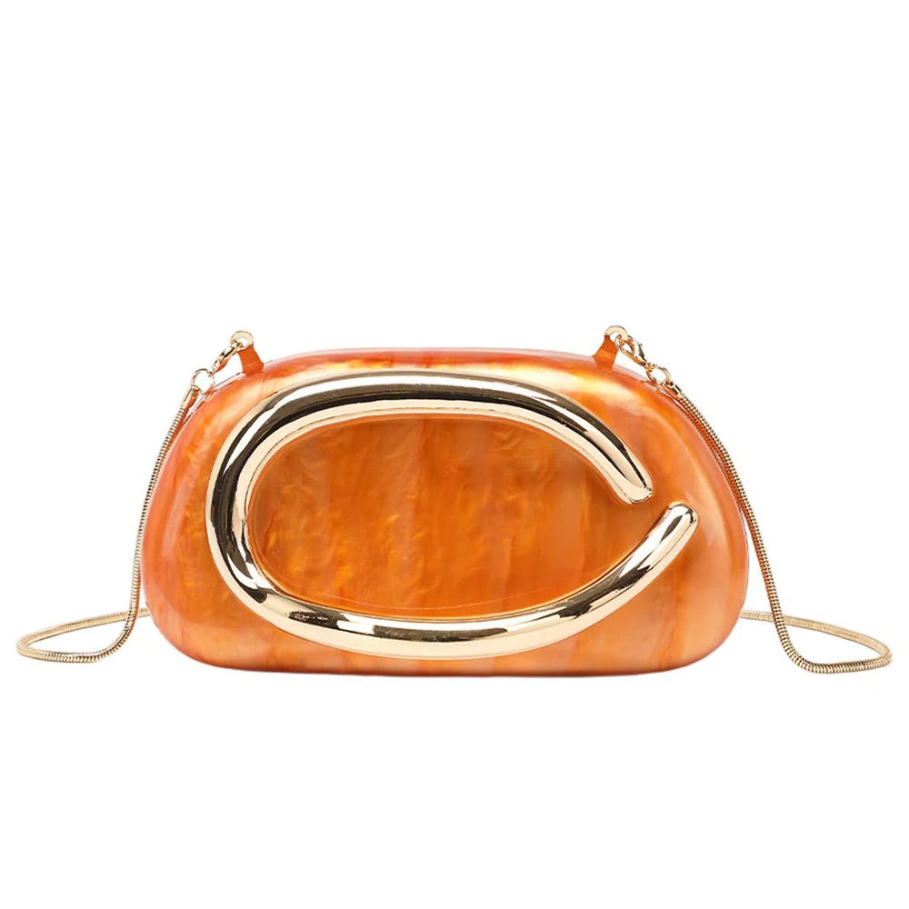 YYW Box Bag Metal Details Crossbody Evening Handbag