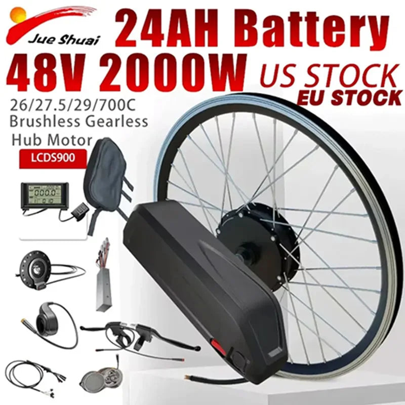 Jueshuai 48V 500W Ebike Conversion Kit Brushless Hub Motor Battery