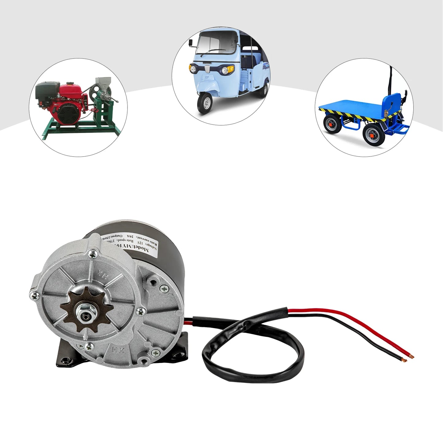 MY1016Z 250W 12V Gear Reduction Brushed DC Motor EBikes Scooters