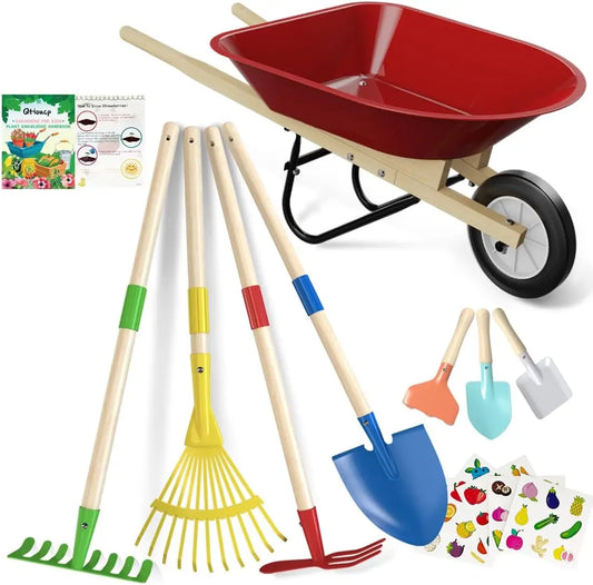Kids Wheelbarrow Set With Gardening Tools Ages 3 To 8