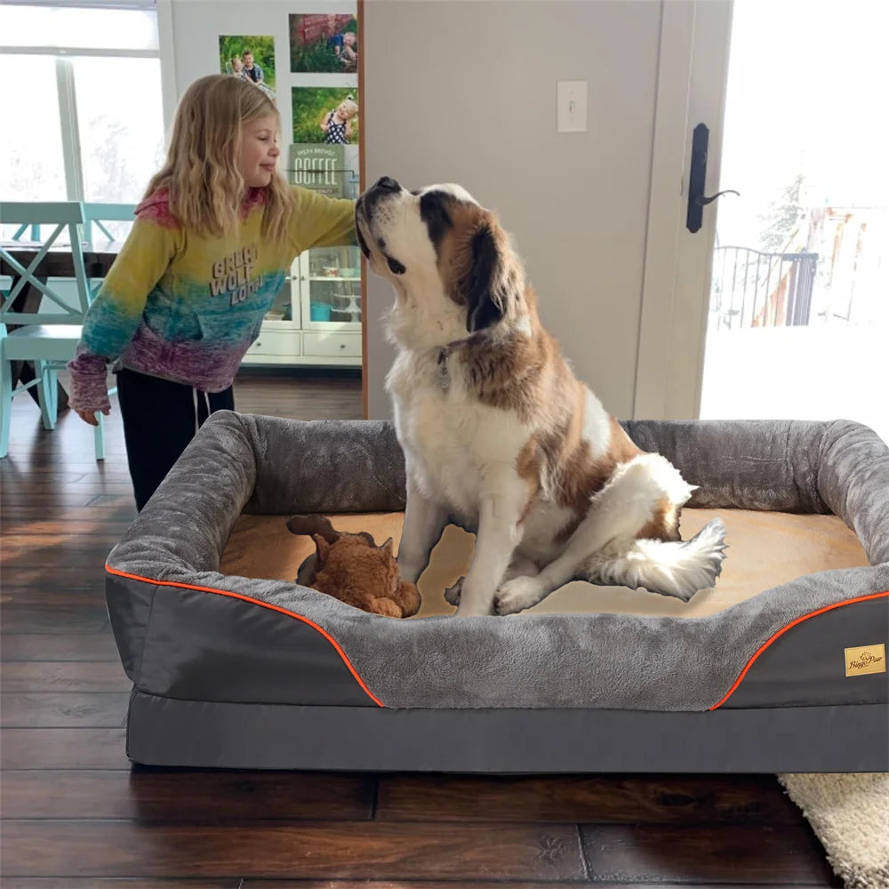 Borwart Orthopedic Memory Foam Dog Bed With Removable Cover