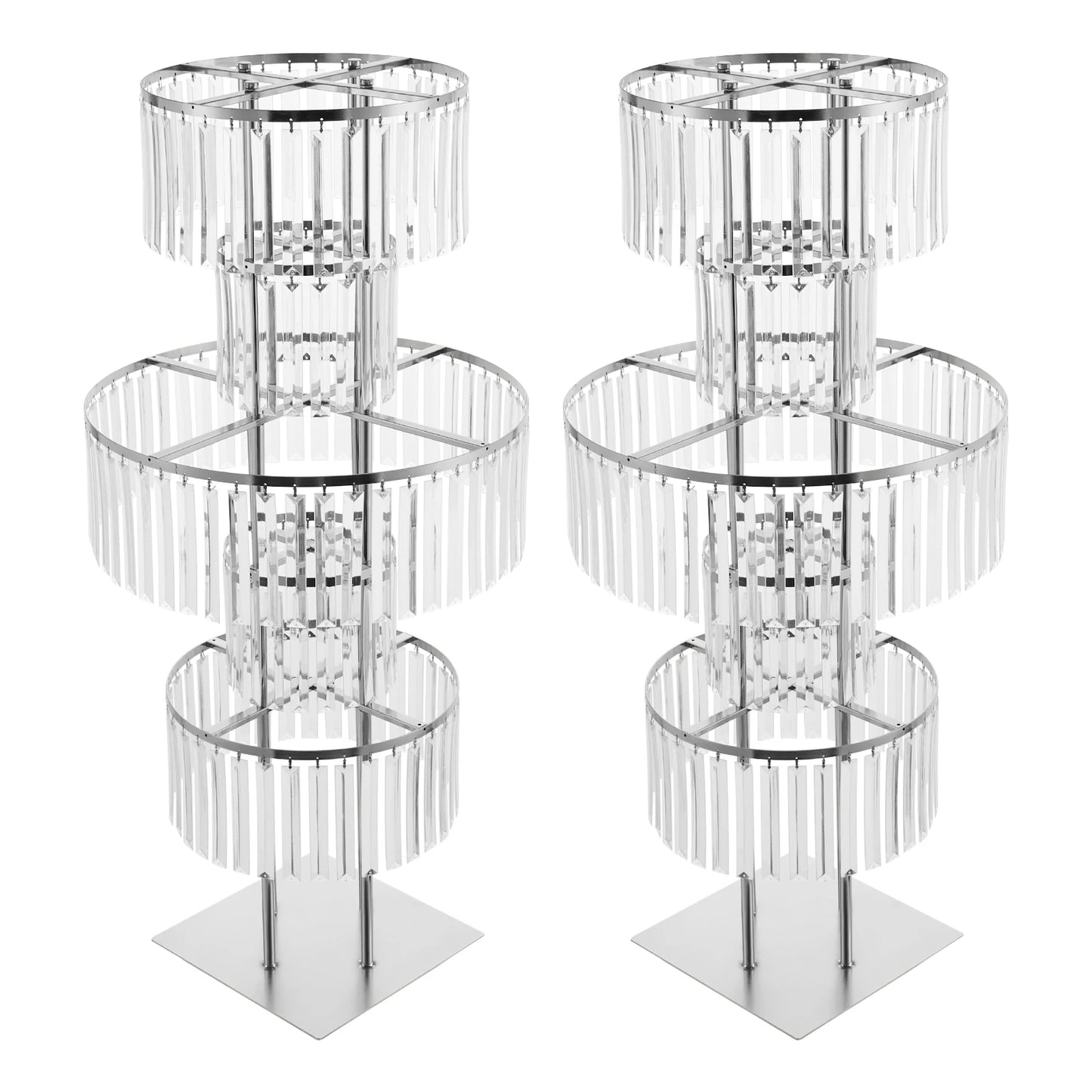 2PCS 5-tier Crystal Flower Stand Wedding Centerpieces Crystal Vases Premium Display Shelf for Party Table Decor Gold/Silver