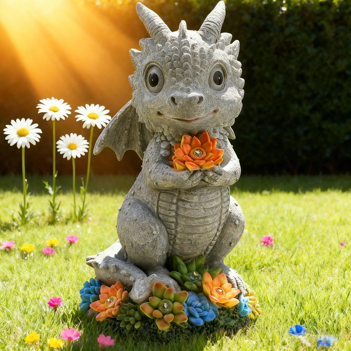 Solar Garden Turtle Elephant Dragon Statue Light Outdoor Decor