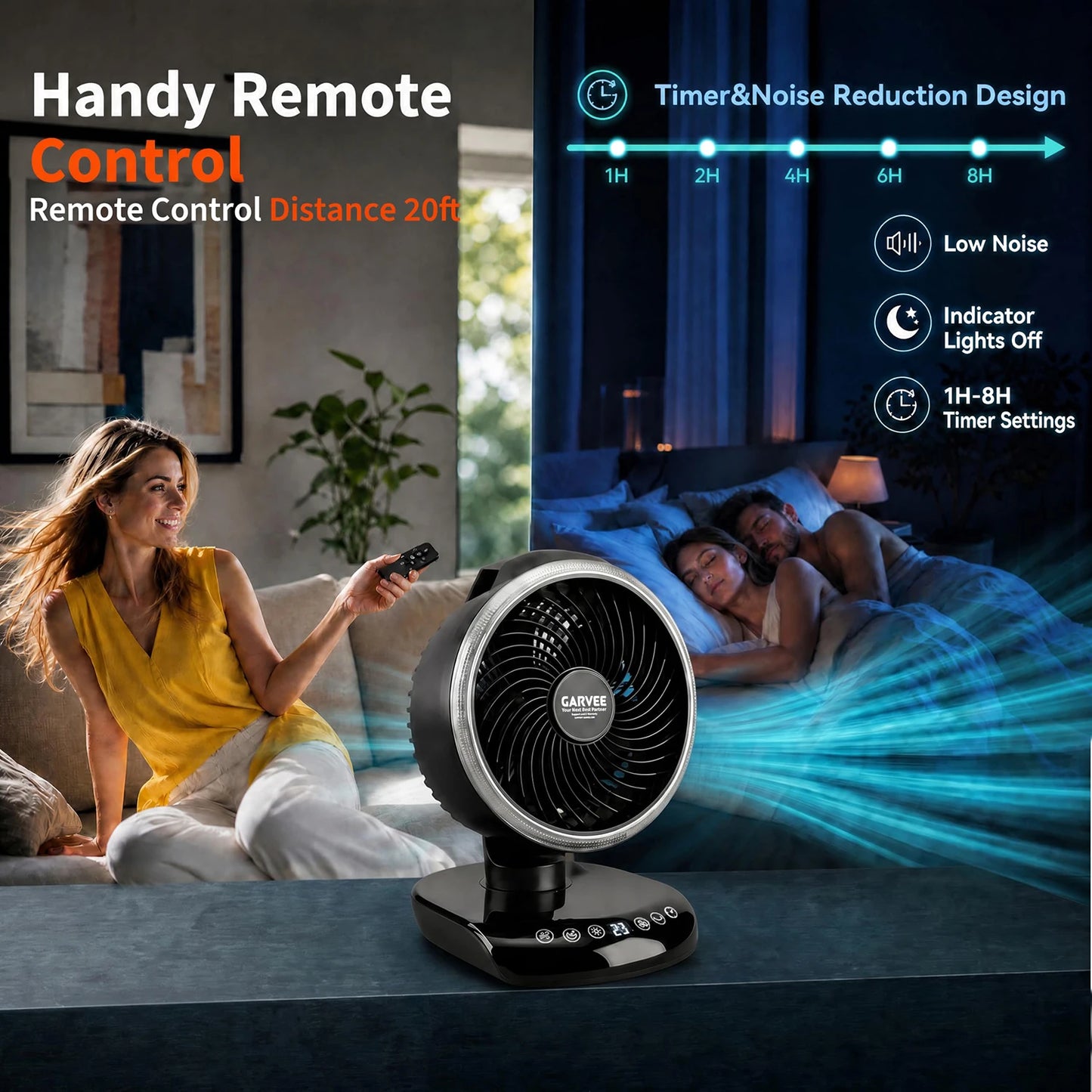 Himiss Portable Camping Fan With LED Light And Timer