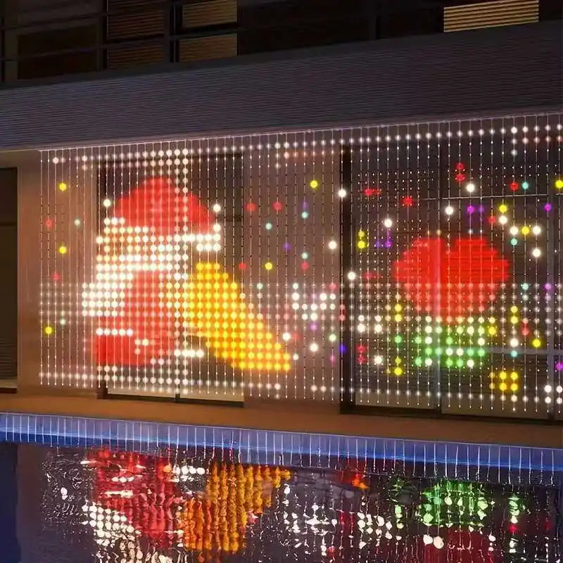 Waterproof Festive LED Curtain Lights, Music Synchronized & Remote Controlled, Outdoor Christmas Patio and Garden Decor