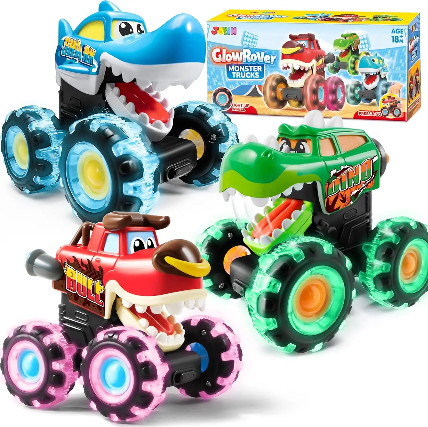 Joyfy Monster Truck Toys Press And Go Cars Three Pack