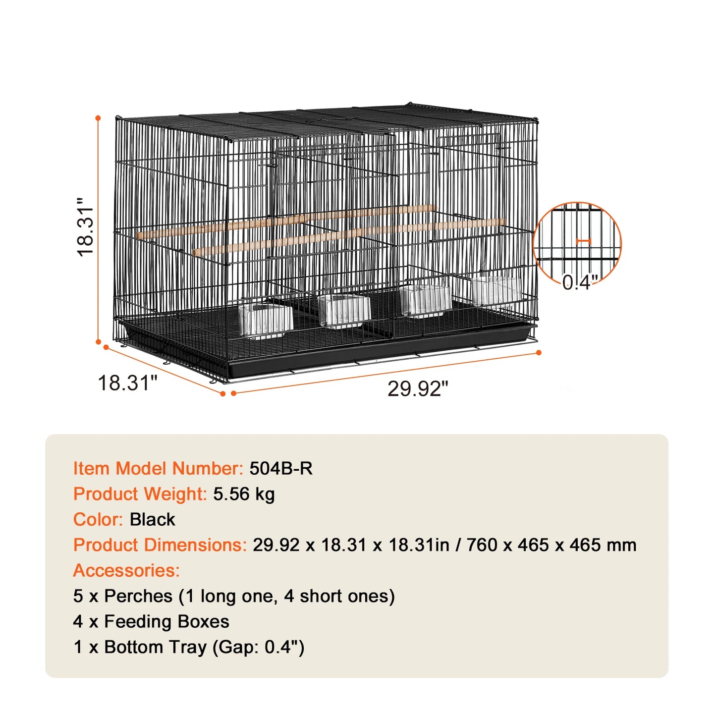 SucceBuy Bird Cage Stackable Divider Travel Cage With Handle Perch