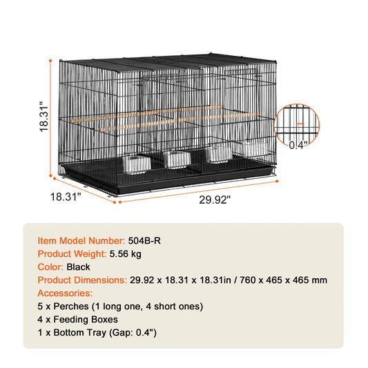 SucceBuy Bird Cage Stackable Divider Travel Cage With Handle Perch