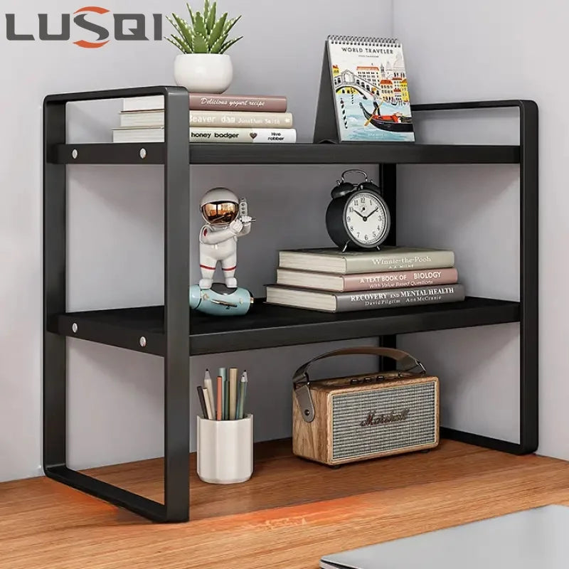 LUSQI 2 Tier Desk Shelf Storage Rack