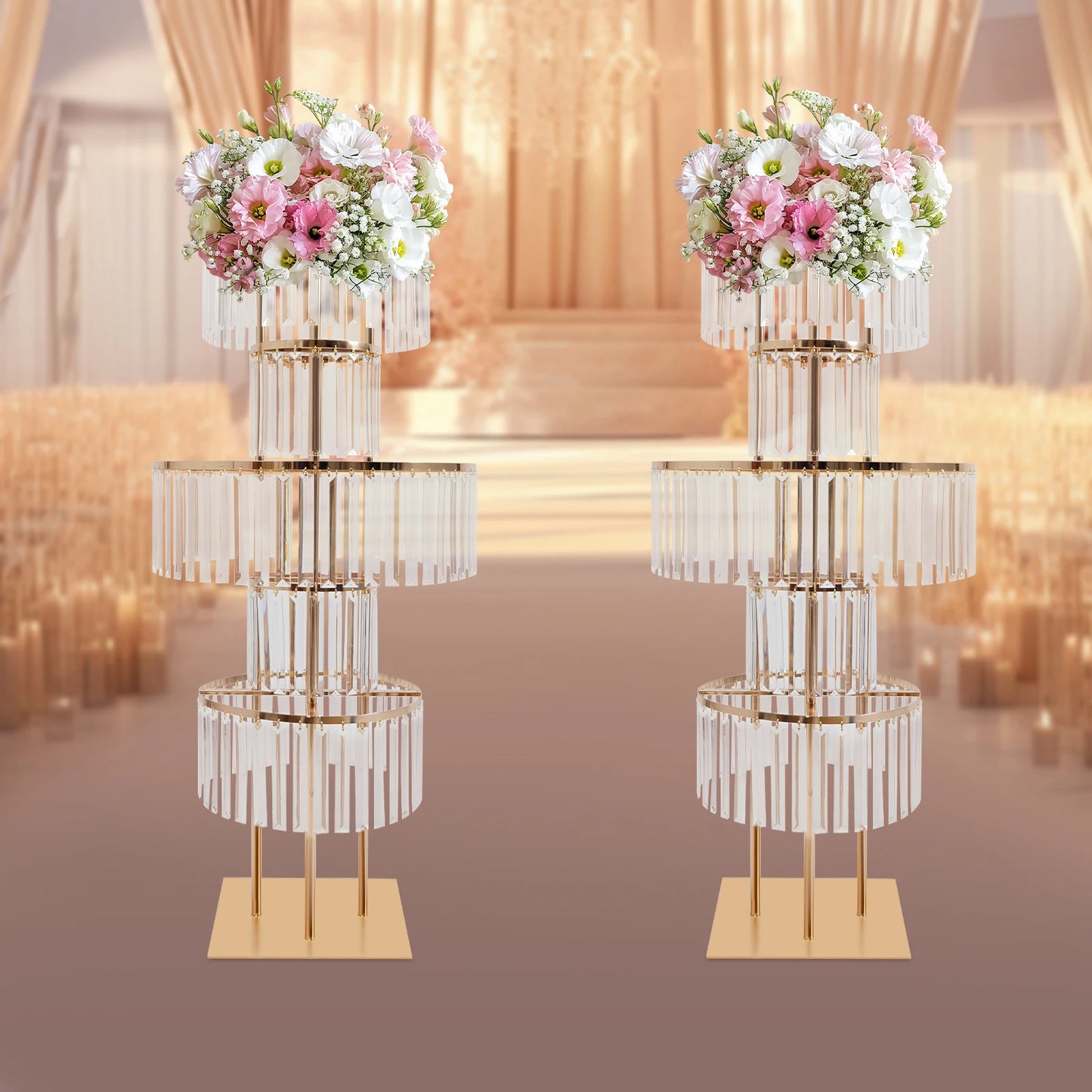 NONECN 5 Tier Crystal Flower Stand Wedding Centerpieces for Events