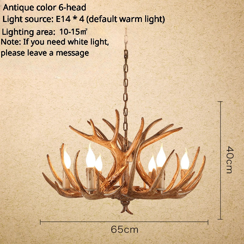 American Retro Deer Antlers With Lampshades Indoor Home Lighting