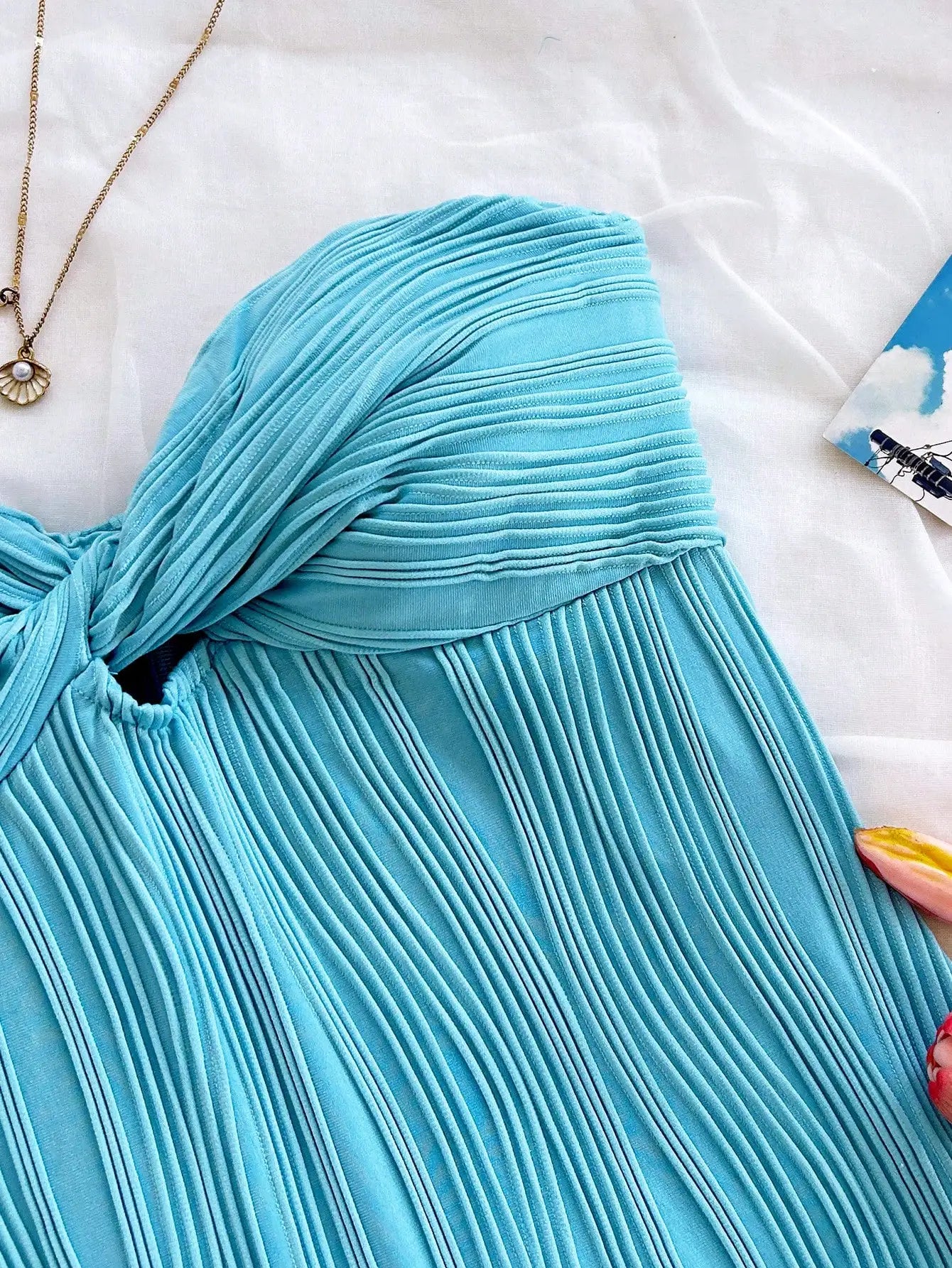 Strapless Twist Knot A-Line Dress For Summer Vacation