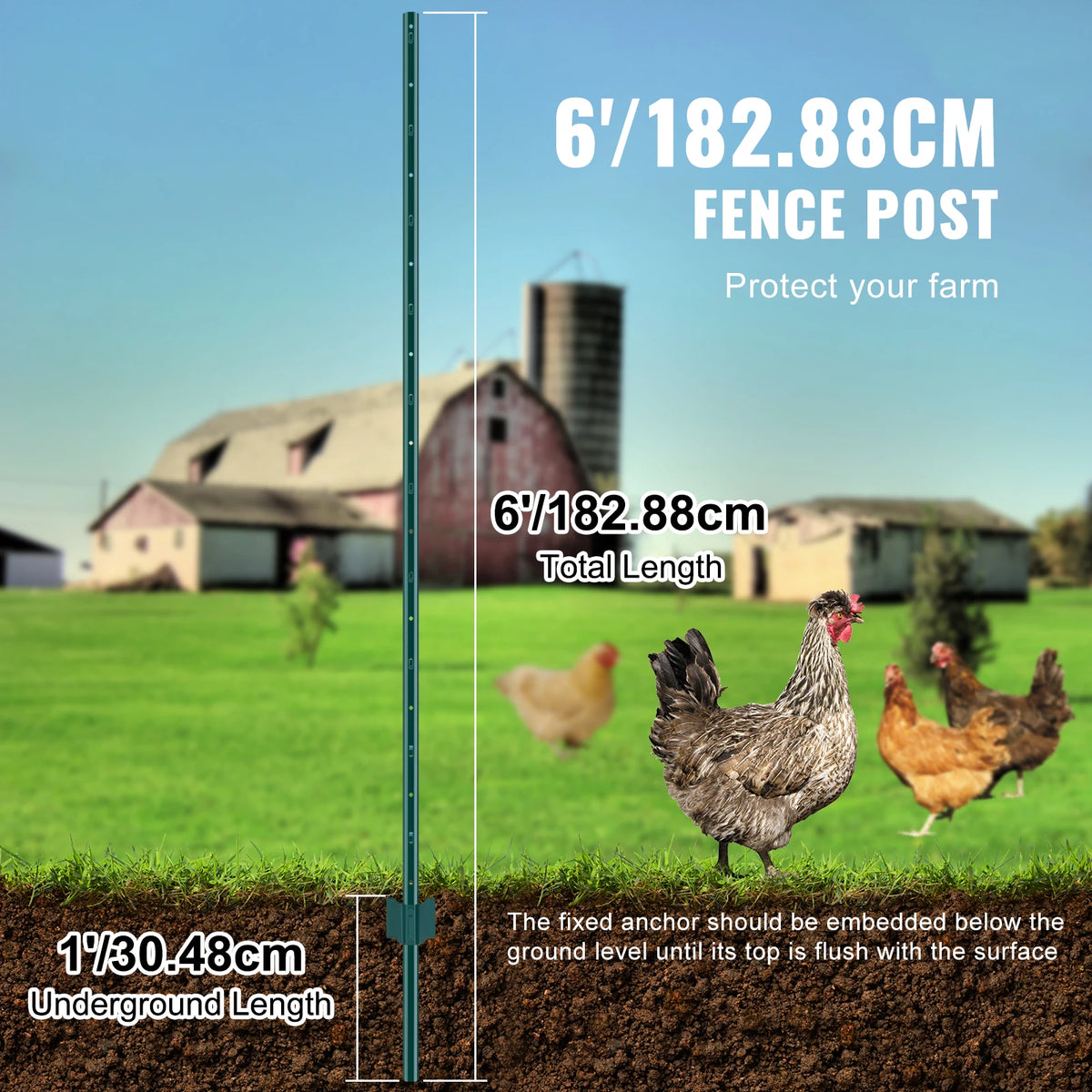 SucceBuy Heavy Duty Steel T-Post Fence Stakes for Outdoor Fencing