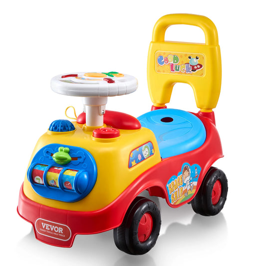 SucceBuy Toddler Ride On Push Car Sit To Stand Kids Toy With Music Steering