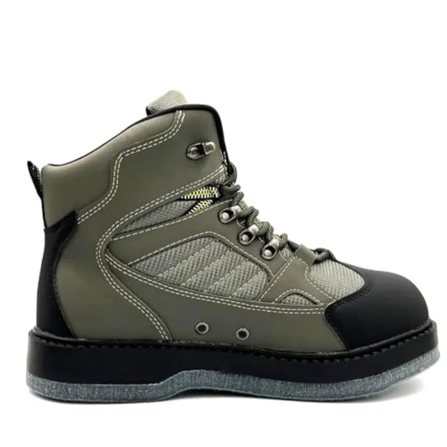 Pro Fishing Wading Boots for Men: Felt Bottom, Brown, Strong Grips Rustfree Eyelets for Fly Fishing