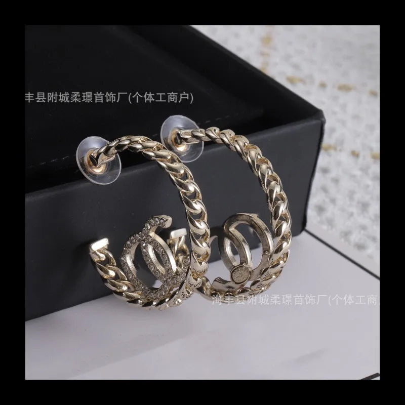 New Stud Earrings Women's High Version Classic Double Letter Party Versatile