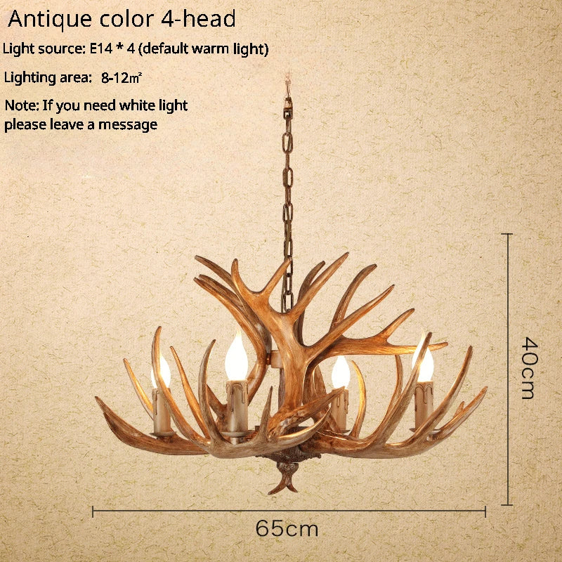 American Retro Deer Antlers With Lampshades Indoor Home Lighting