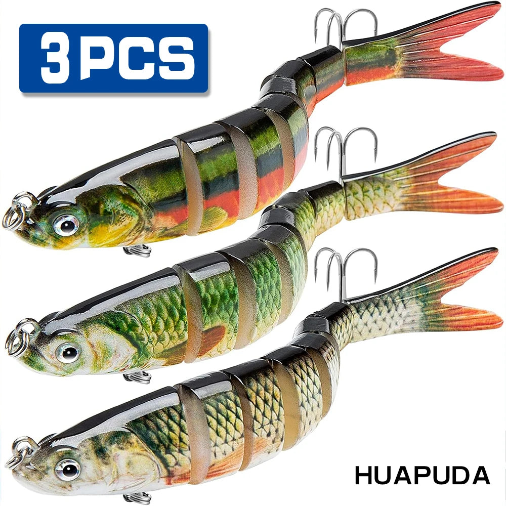 Fishing Lures 3 Pack Crank Baits for Slow Sinking Glide and Swim and Lifelike Bait for Saltwater and Freshwater Trout and Sea Ba