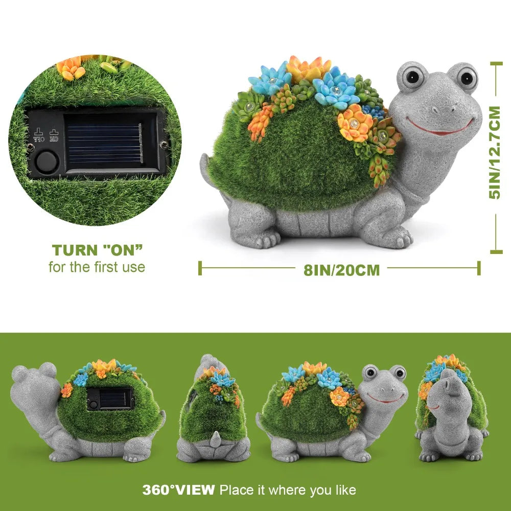 Solar Garden Turtle Elephant Dragon Statue Light Outdoor Decor