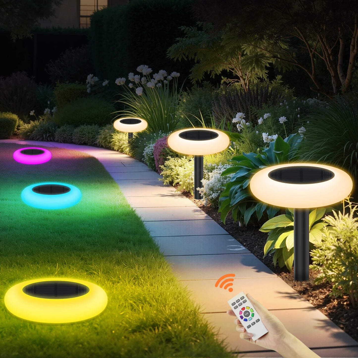 intelamp Colorful 2 Pack 6 Pack Solar Lights Outdoor Lawn Lights Pathway Lights Garden Lights For Landscape Walkway Patio Yard