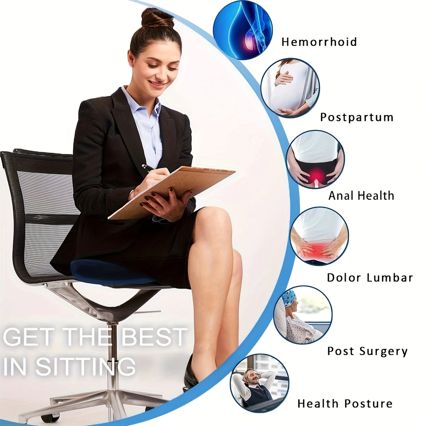 Memory Foam Donut Pillow Coccyx Seat Cushion for Pregnant Tailbone