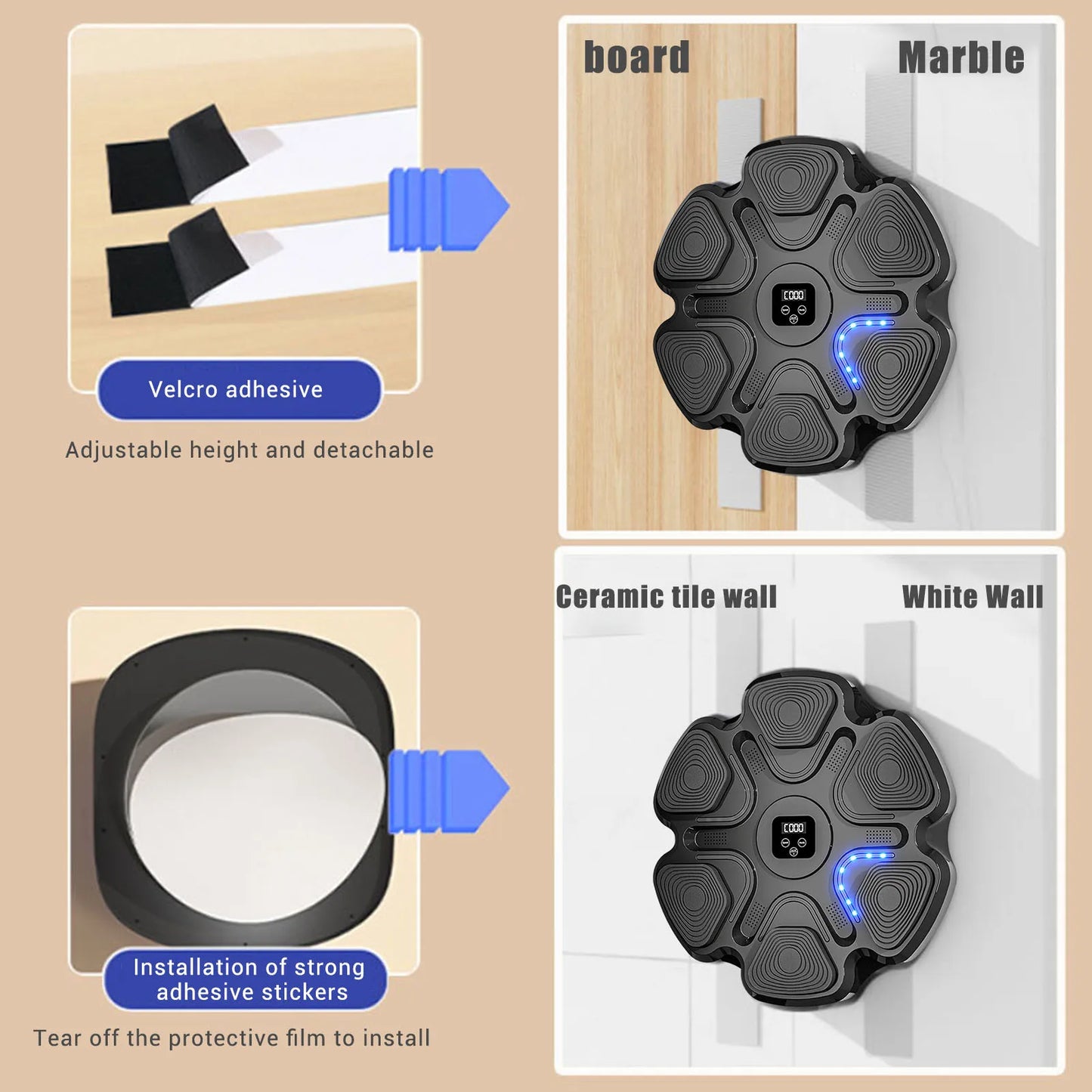 Wall Mounted Musical Boxing Machine Digital Target Training
