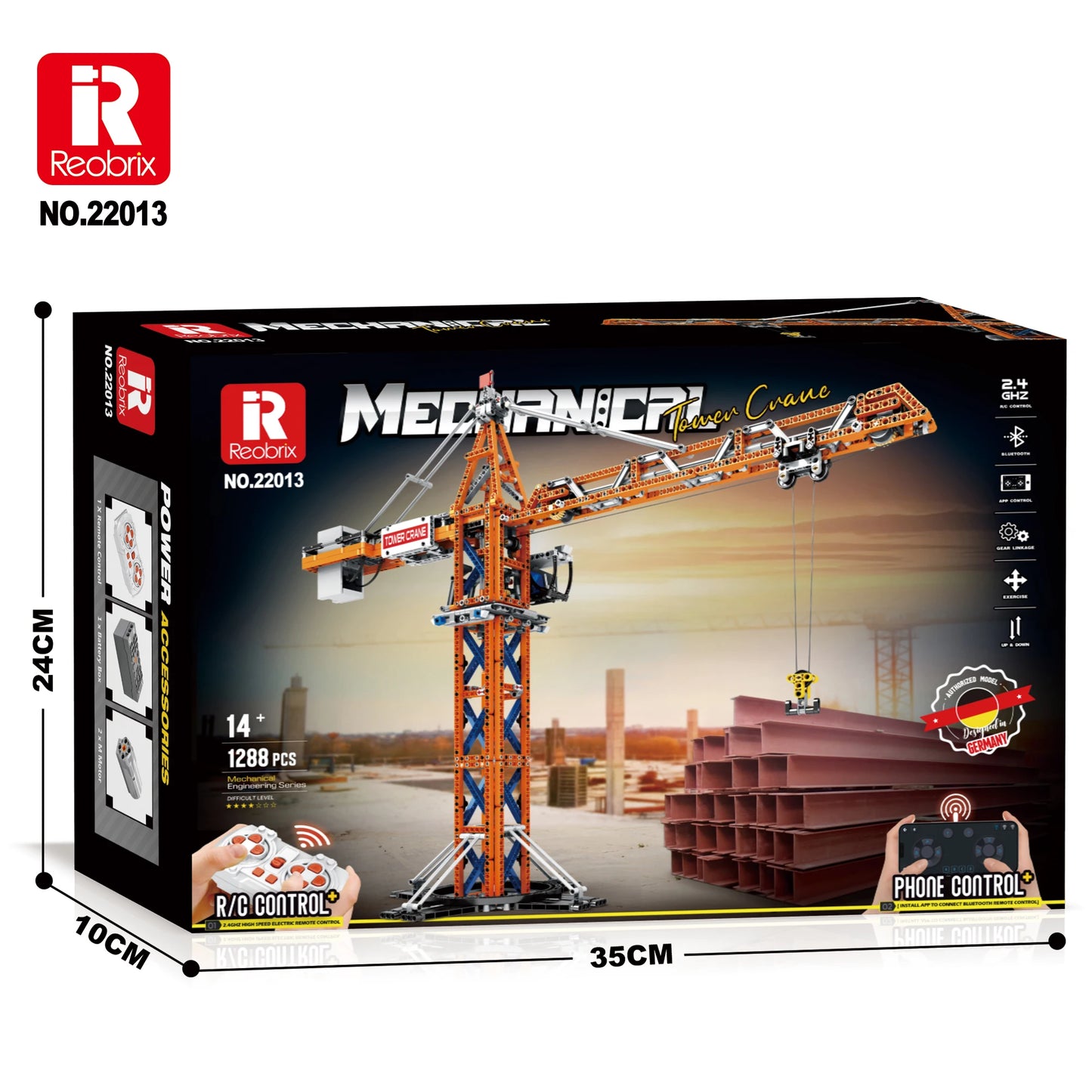 1288 Piece Remote Control Tower Crane Building Blocks For Kids