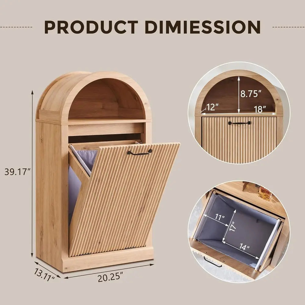 Arched Tilt Out Trash Can Cabinet With Fluted Door