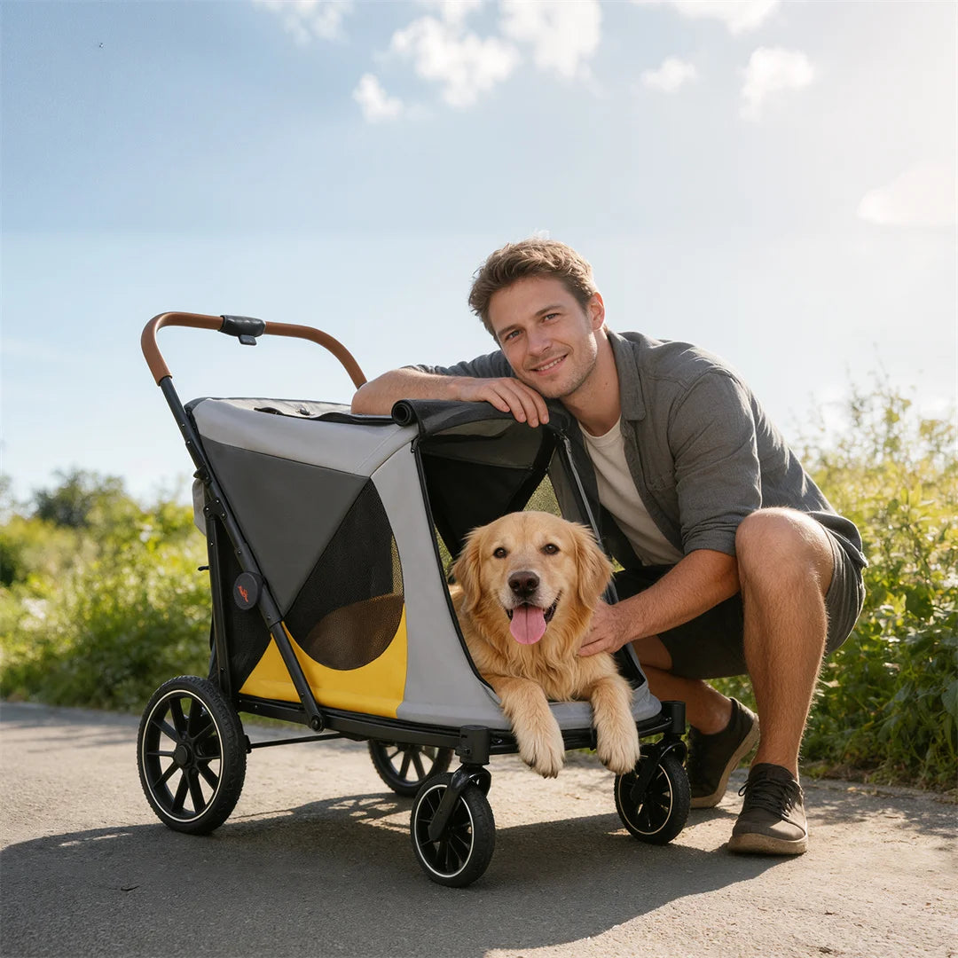 Portable Large Dog Stroller With One Click Folding And Storage