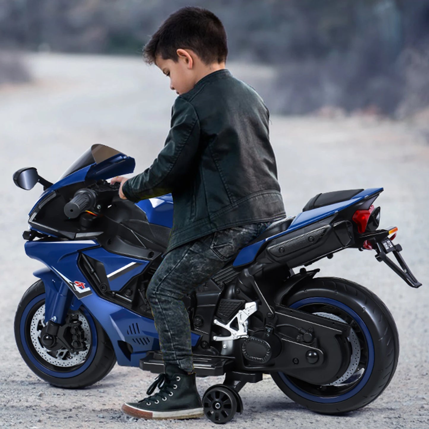 Electric Kids Dirt Bike Ride On Motorcycle With Auxiliary Wheels