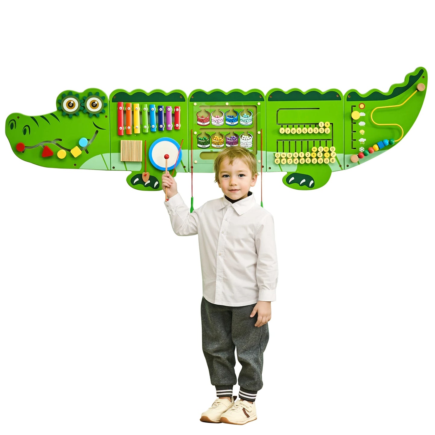 SucceBuy 9 Activities Crocodile Kids Busy Hanging Board Montessori Puzzle
