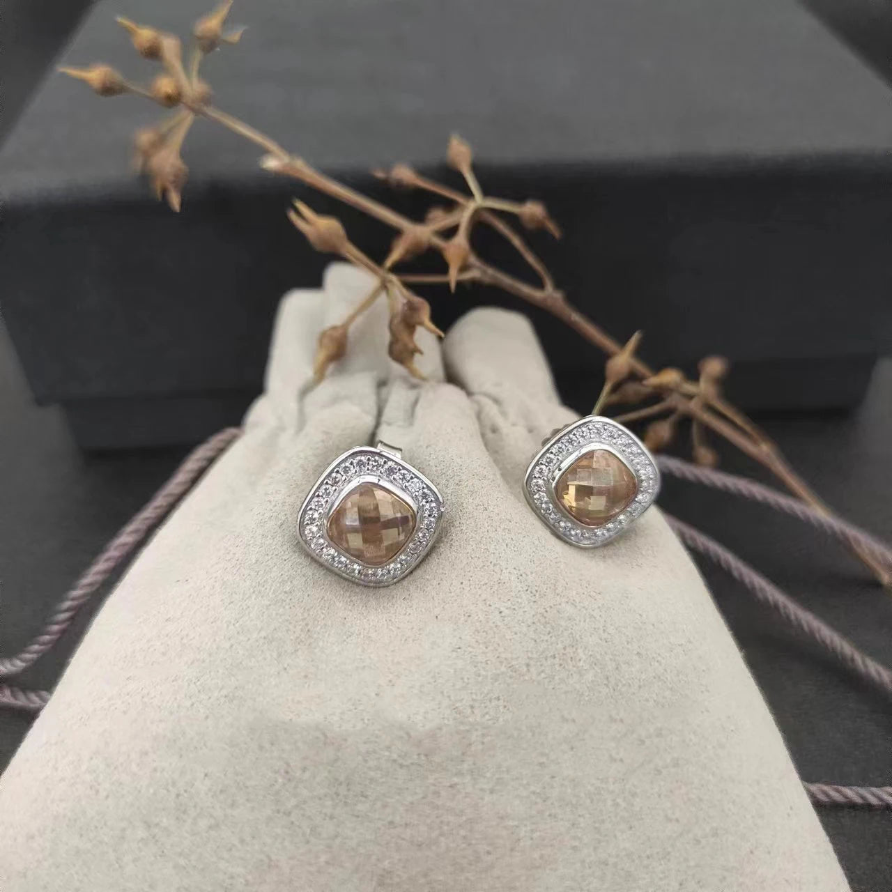 Sterling Silver Zircon Necklace And Earrings Set For Unisex