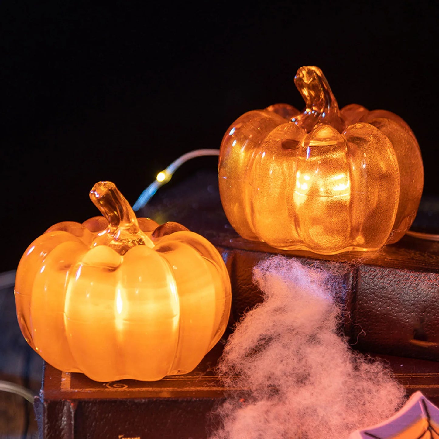 5Pairs LED Pumpkin Lamps Battery Powered Luminous Decor Light for Indoor Outdoor Tabletop Holiday Decoration Pumpkin Decor Light