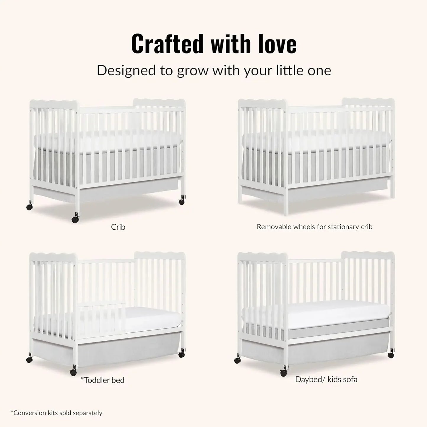 Carson Classic 3-In-1 Convertible Baby Crib JPMA GreenGuard Gold
